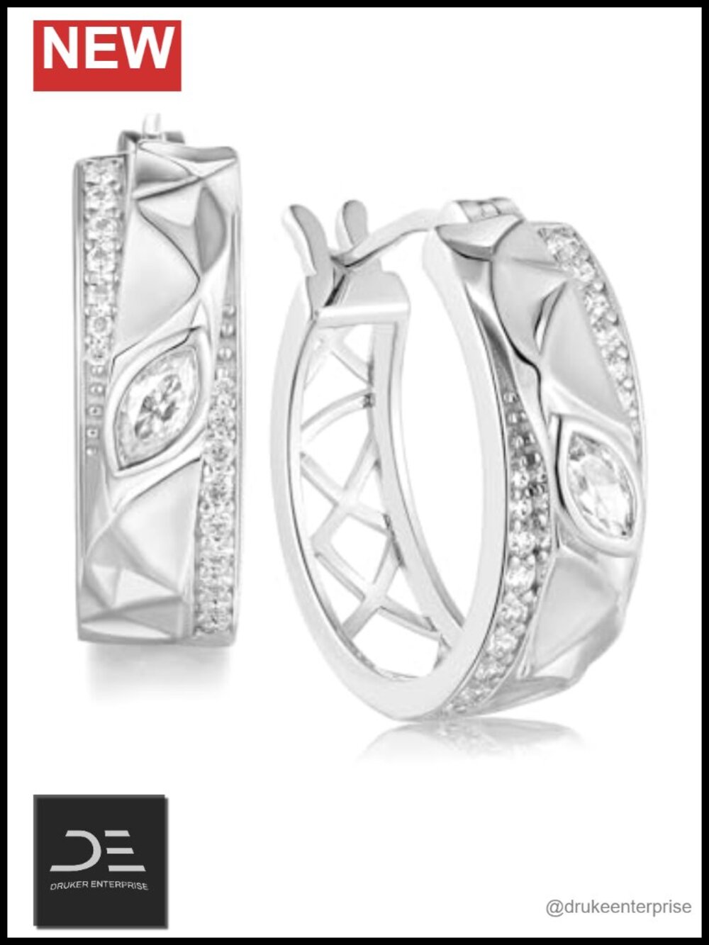 Moissanite Hoop Earrings 925 Sterling Silver 20MM Chunky Women's Jewelry